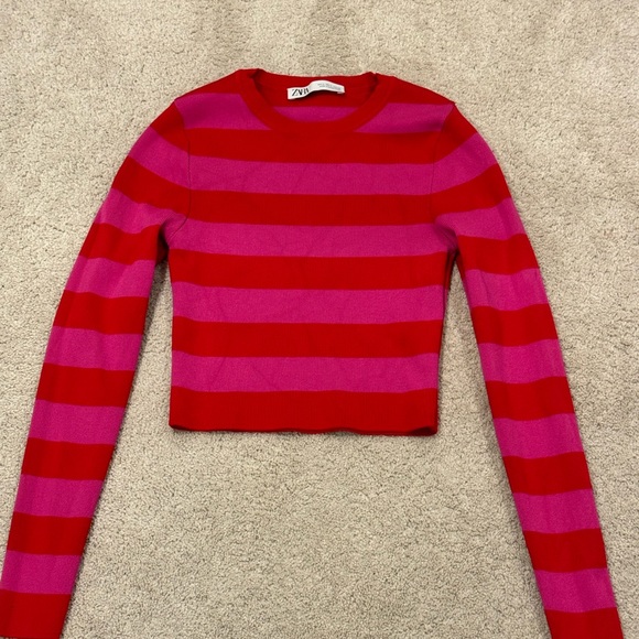 Red and pink stripes Zara long sleeve - Picture 1 of 5